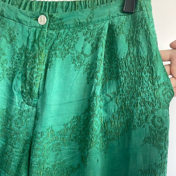 🍃Stunning Raquel Allegra green jacquard high waist pleated pants - Picture 14 of 15
